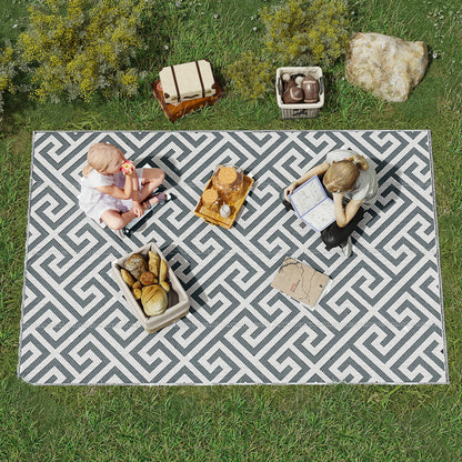 Outsunny Dywan Zewnętrzny Reversible Mat Plastikowy Dywan Słomiany Przenośny RV Camping Mata Ogrodowa Piknik Wewnątrz, 152x243 cm, Jasnoszary