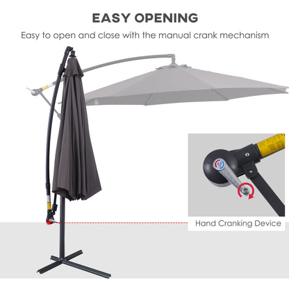 Outsunny Cantilever Umbrella Parasol wiszący Banana Steel Dark Grey 3M Patio