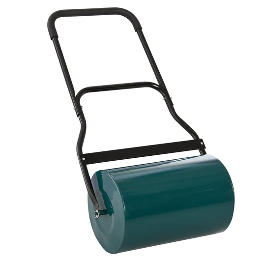 Outsunny 40L Lawn Roller Drum Scraper Bar Collapsible Handle Water or Sand Filled _32cm Green
