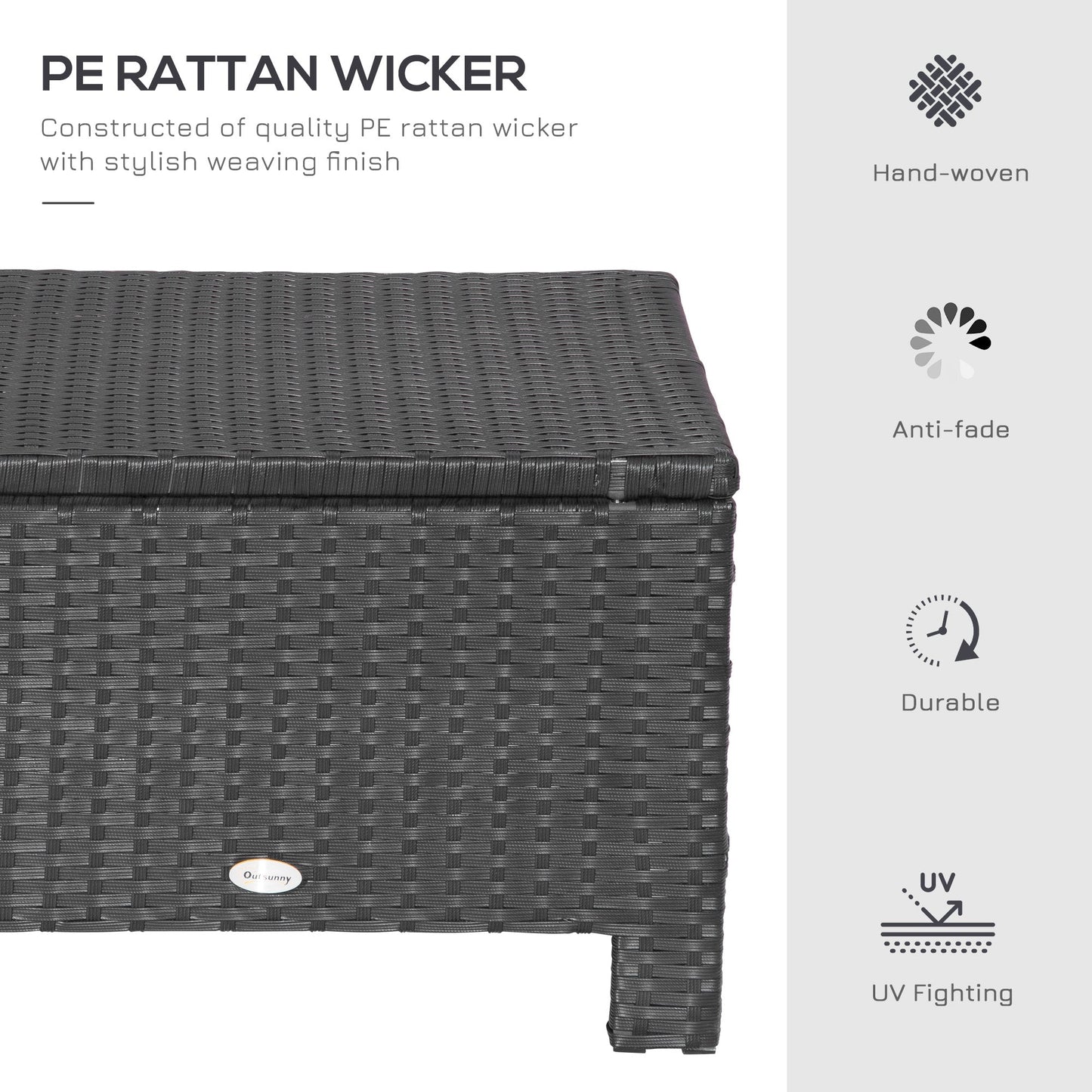 Outsunny Rattan Footstool Wicker عثماني مع وسادة مقعد مبطنة أثاث الفناء الخارجي للفناء الخلفي والحديقة بجانب حمام السباحة وغرفة المعيشة 50 × 50 × 35 سم