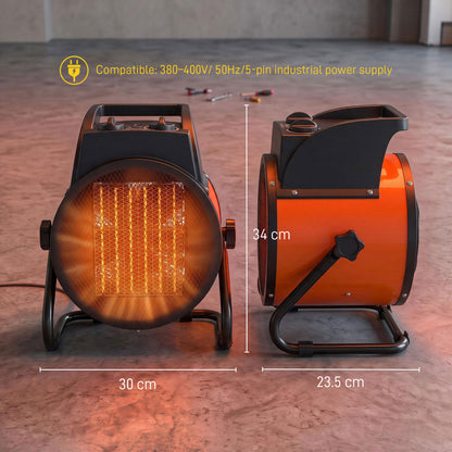 Outsunny Industrial Fan Heater 5000W with Tilting, Electric Ceramic Space Heater with Adjustable Thermostat, Handle
