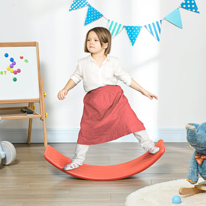 ZONEKIZ Balance Board Kids Wobble Board، خطوة، لعبة مونتيسوري للأطفال، لعبة الحضانة، للأعمار من 3 إلى 6 سنوات، 82 × 27.5 × 19.5 سم - أحمر