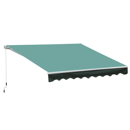 Outsunny 3x2.5 m Sun Shade Canopy Garden Patio Manual Retractable Awning Canopy Sun Shade Shelter, 3x2.5 m-Dark Green