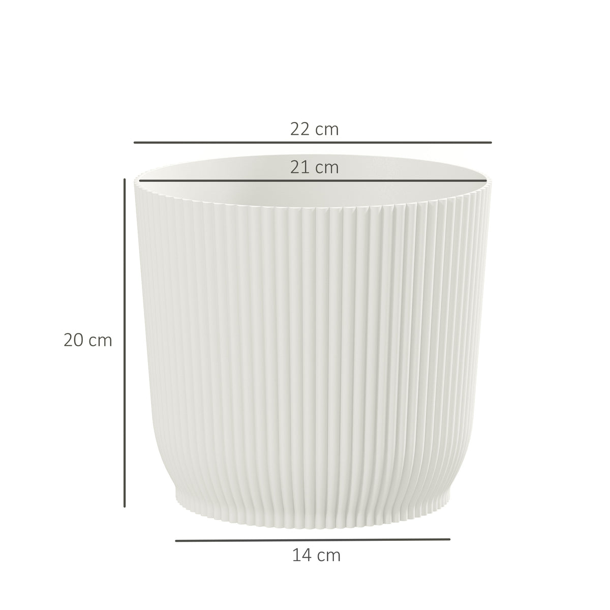 Outsunny Set of Three Ф22cm Planters - White