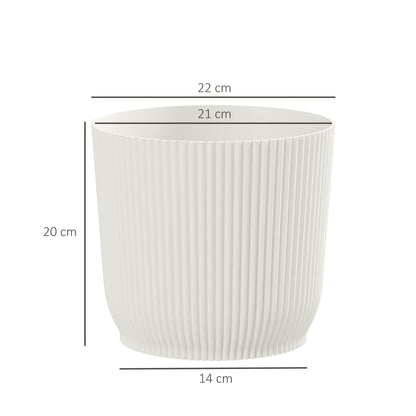 Outsunny Set of Three Ф22cm Planters - White