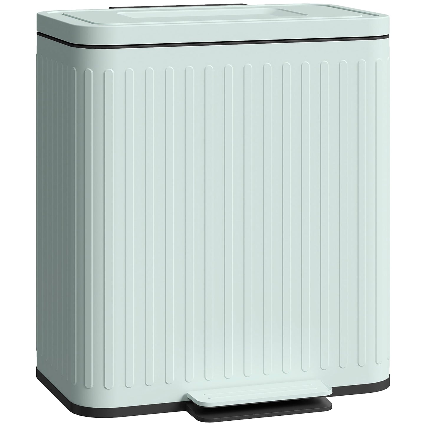 HOMCOM Dual Kitchen Bin, 2 x 20L Double Bin for Recycling and Waste, Fingerprint-proof Pedal Bin with Soft-Close Lid, Removable Inner Buckets, Green