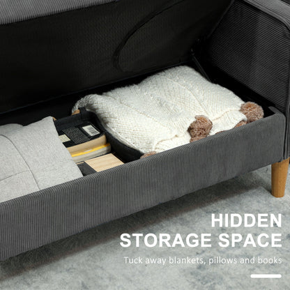 HOMCOM Mała dwuosobowa sofa sztruksowa - szara