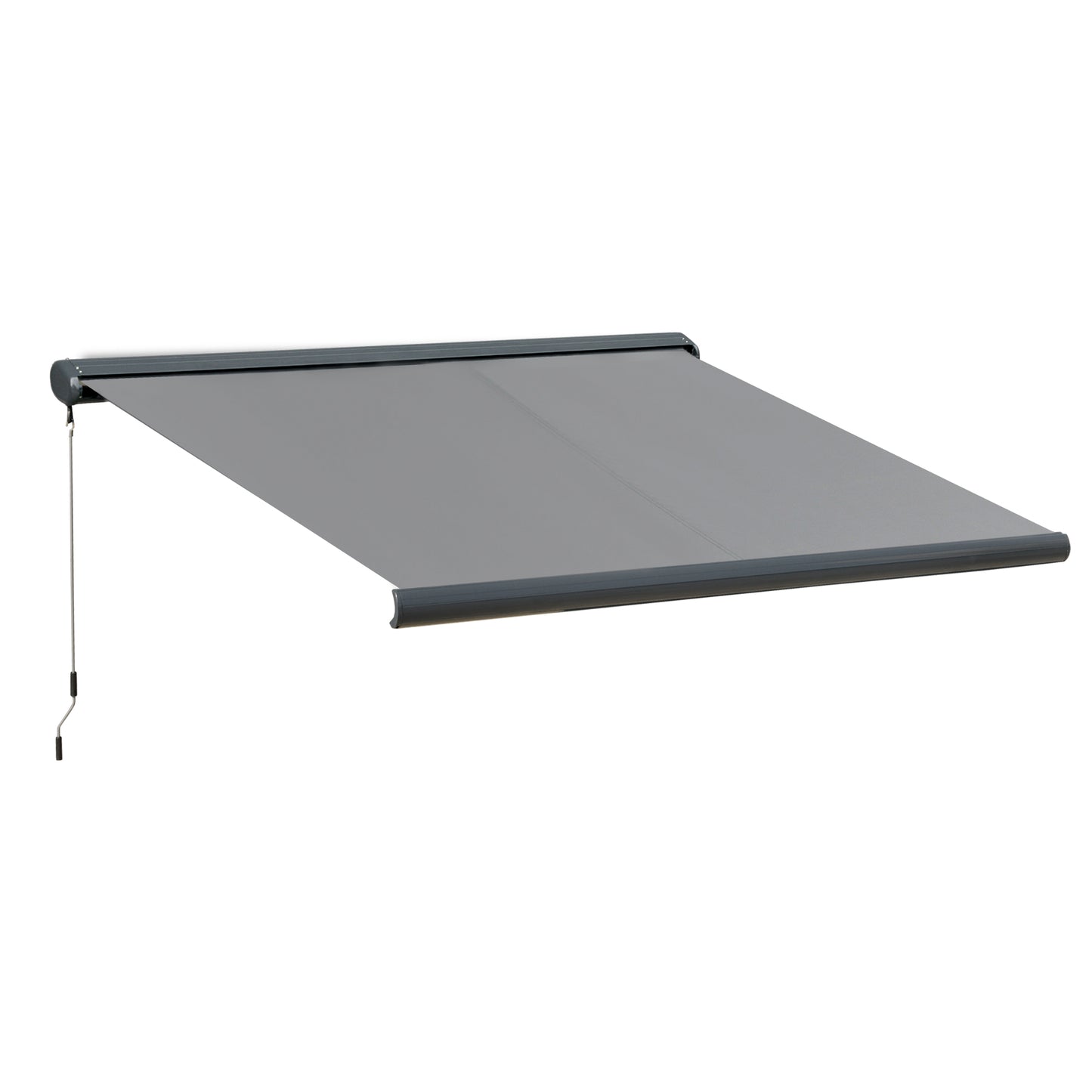Outsunny 3.5x3m LED Light Full Cassette Case Electric/Manual Awning Door Window Sun Shade Patio Canopy Retractable w/ Remote Grey