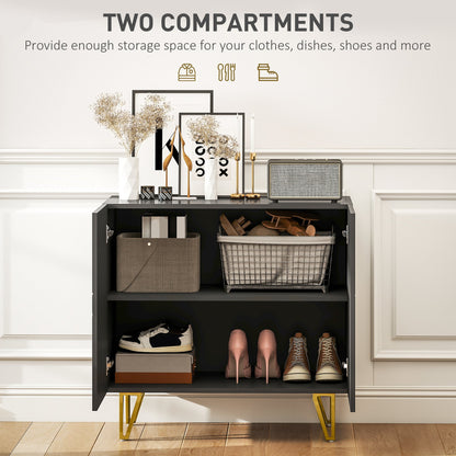 HOMCOM Modern Luxe High Gloss Sideboard, with Hairpin Legs - Black