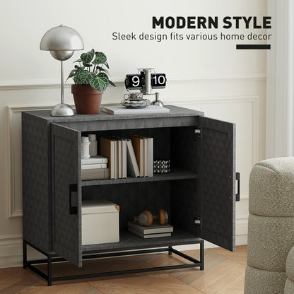HOMCOM Modern Sideboard, Freestanding Sideboard Storage Cabinet with Adjustable Shelf and 2 Doors for Living Room, Grey