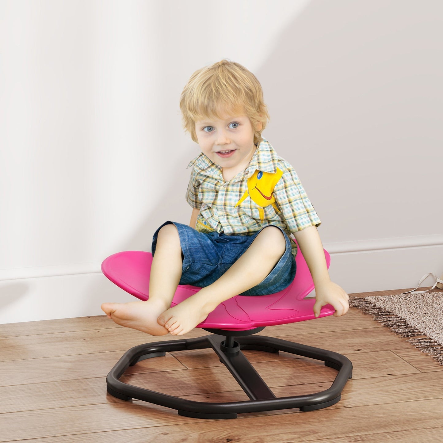AIYAPLAY Butterfly-Shaped-kids Swivel Chair, Sensory Spinning Chair for Balance, Coordination Training, Pink