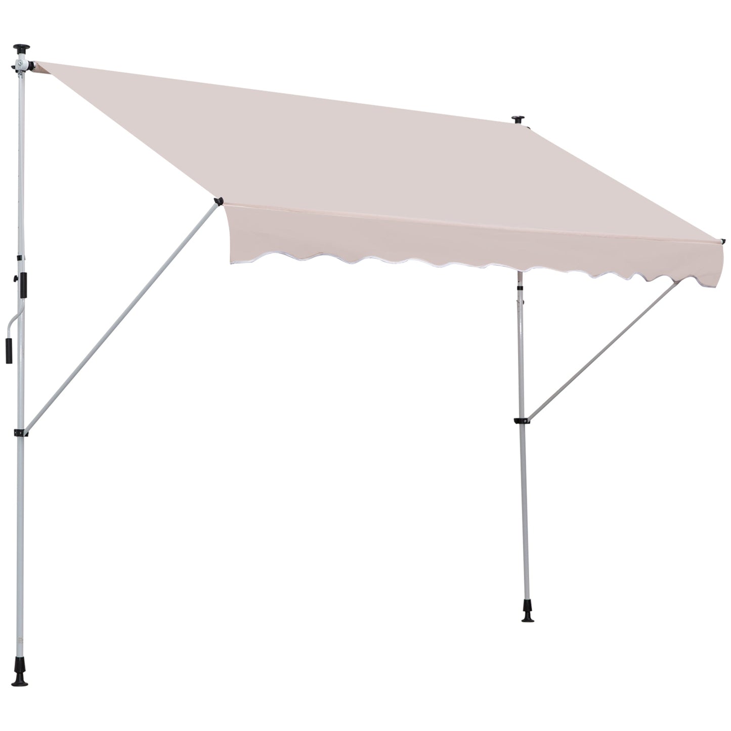 Outsunny 3x1.5m Garden Patio Manual Awning Canopy Sun Shade Shelter Retractable Adjustable Aluminium Frame Beige