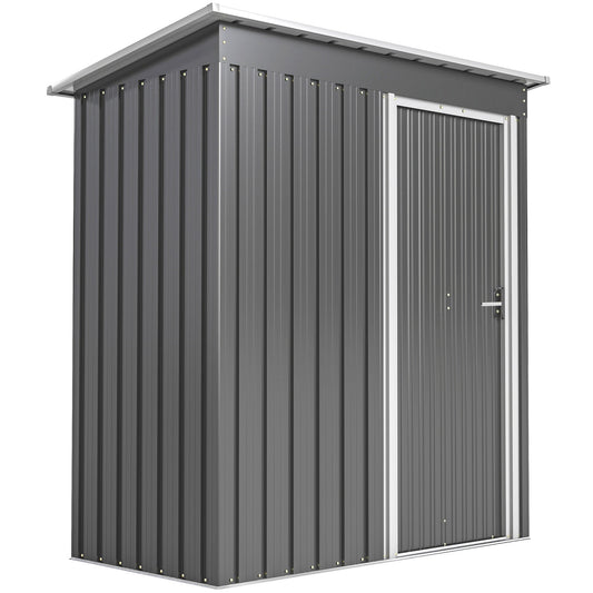 Outsunny 5 x 3ft Garden Storage Shed z przesuwanymi drzwiami i skośnym dachem Outdoor Equipment Tool, jasnoszary