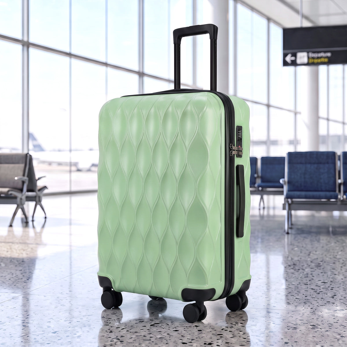 HOMCOM 26Inch 65cm Suitcase, ABS Hard Shell Checked Luggage with TSA Lock, Spinner Wheels, Telescopic Handle, Green