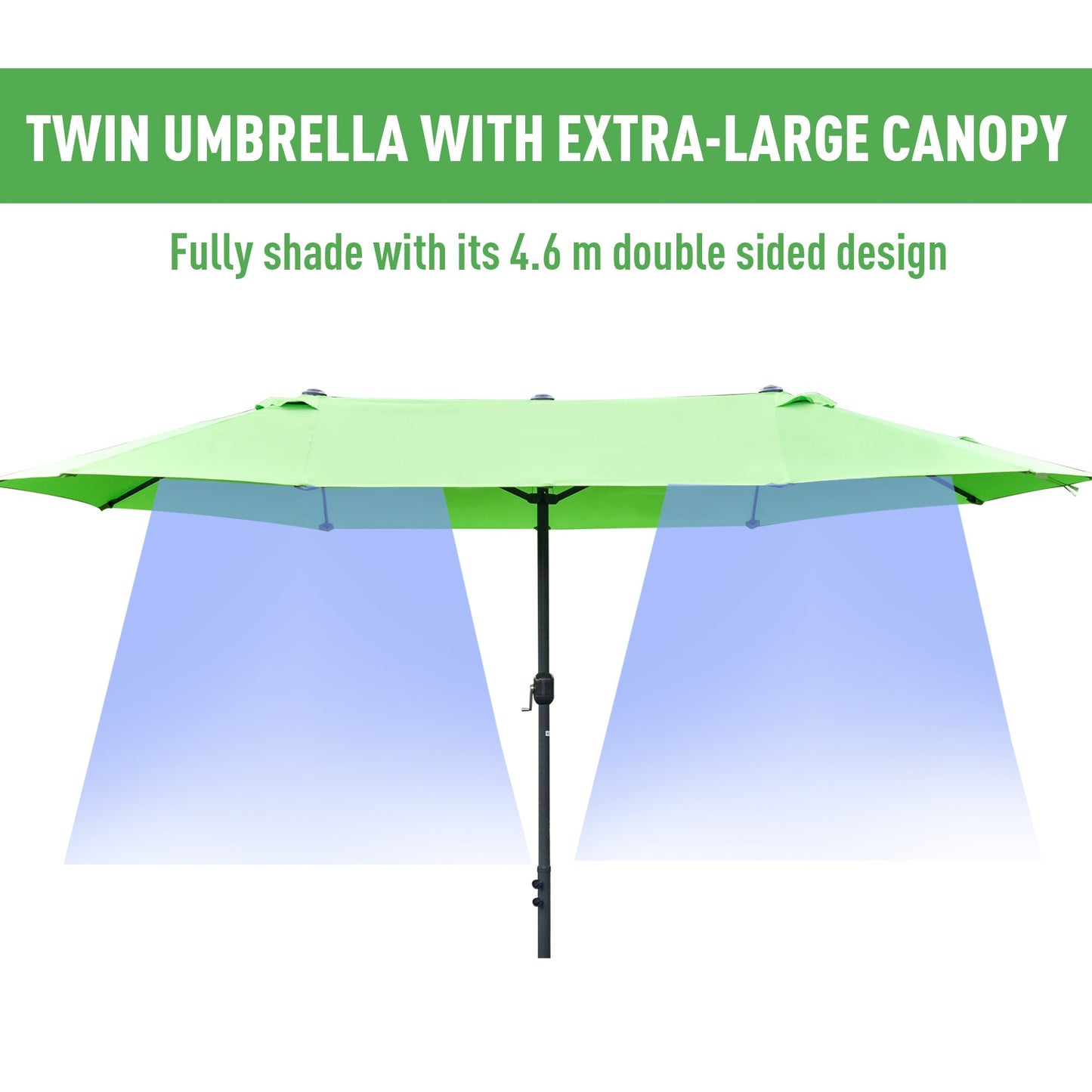 Outsunny 4.6m Garden Parasol Double-Sided Sun Umbrella Patio Market Shelter Canopy Shade Outdoor with Cross Base – Green