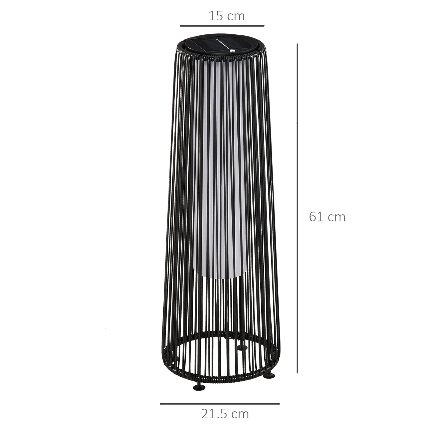 Outsunny Patio Garden Solar Powered Lights Woven Resin Wicker Lantern Auto On/Off for Porch, Yard, Lawn, Courtyard, Black