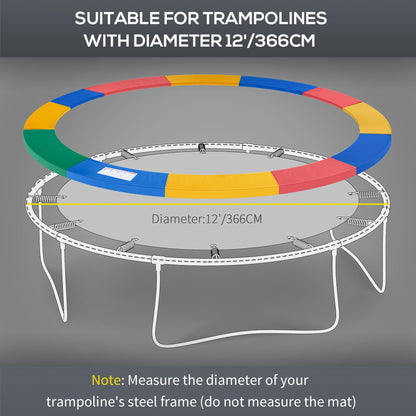 HOMCOM 12FT Replacement Trampoline Pad Thick Foam Safety Ã366cm Spring Cover Bounce Padding - Multi Coloured