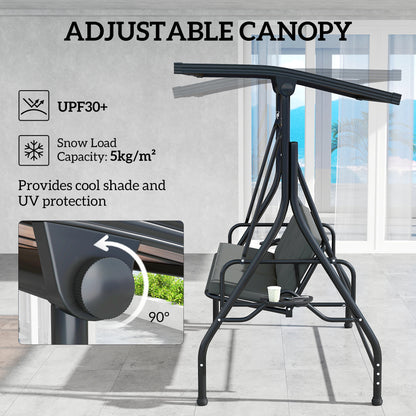 Outsunny Convertible Three-Seater Swing Bench Bed - Ciemnoszary