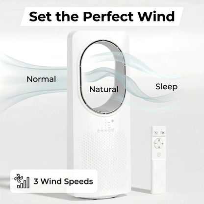 HOMCOM Bladeless Tower Fan for Bedroom, 36dB Standing Cooling Fan with 45Â° Oscillating, 3 Speeds, 3 Modes, 15H Timer, White