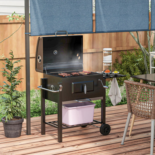 Grill węglowy Outsunny z regulowaną wysokością tacy na węgiel - czarny