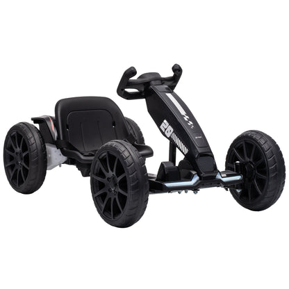 AIYAPLAY 12V Electric Go Kart for Kids with Dual Motors, Adjustable Seat, Soft Start, LED Lights, EVA Wheels, for Age 3-6, Black