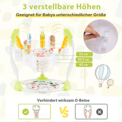 Baby Activity Center with Interactive Toys Musical Tray, Height Adjustable Toddler Spinning Top Yellow