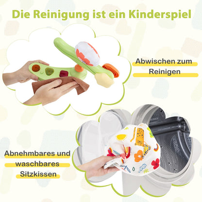 Baby Activity Center with Interactive Toys Musical Tray, Height Adjustable Toddler Spinning Top Yellow