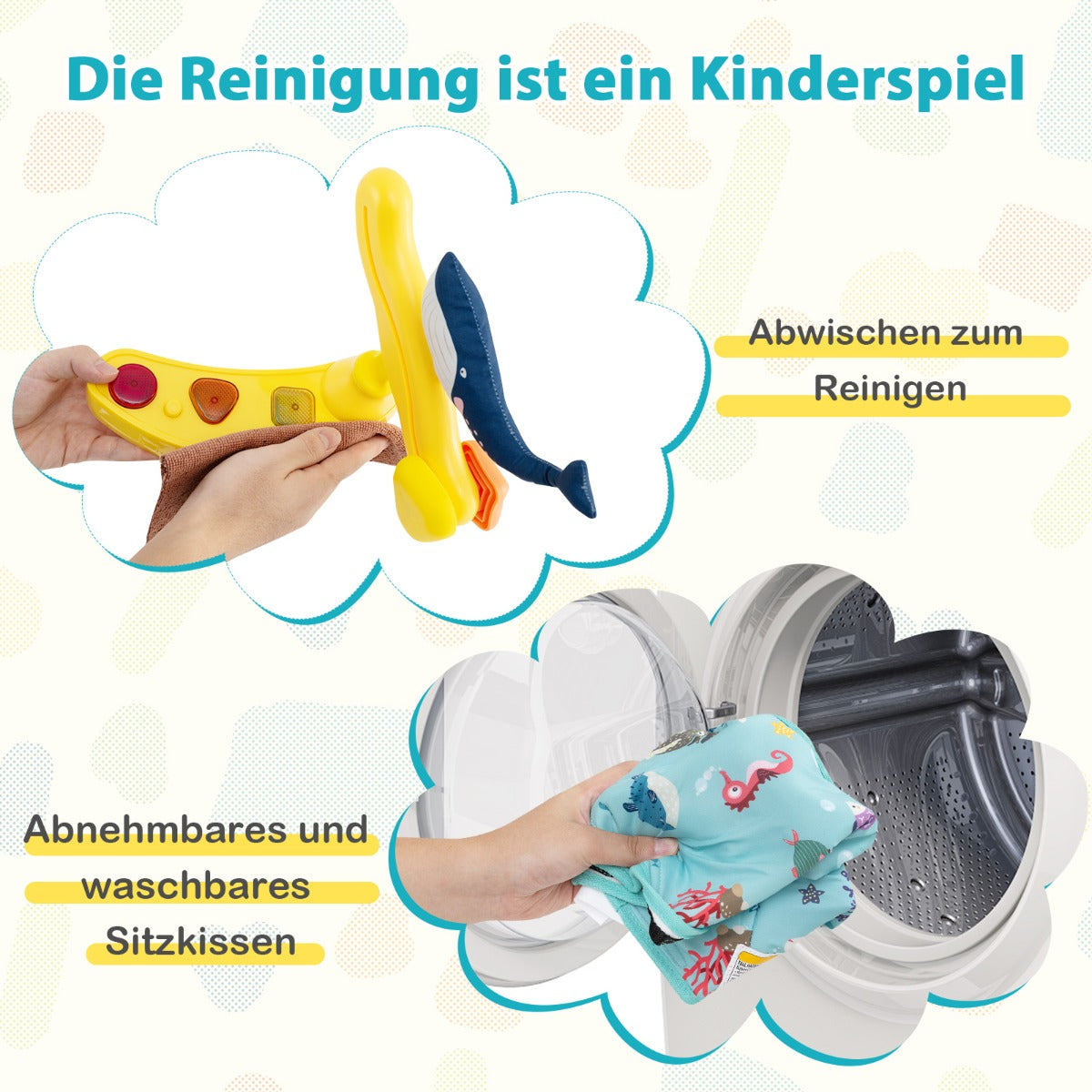 Baby Activity Center with Interactive Toys Musical Tray, Height Adjustable Baby Spinning Top Blue