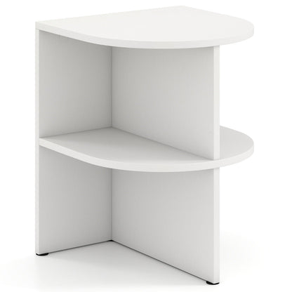 Half Round End Table 2-Tier Half Moon Side Table with Open Shelves-White