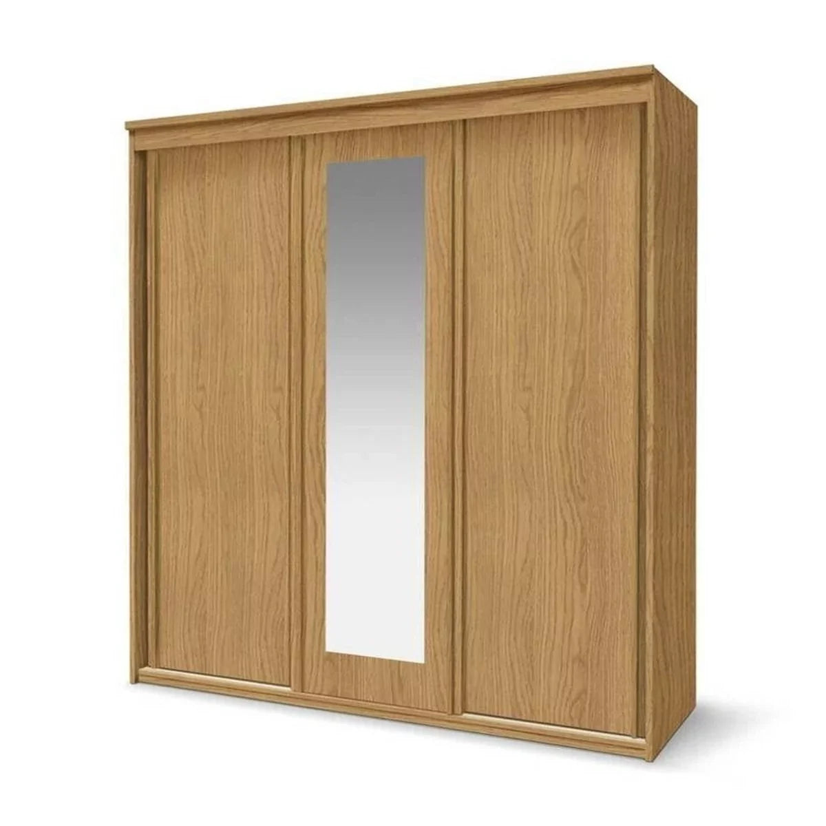 Contemporary 3 Door Sliding Closet - Oak Finish