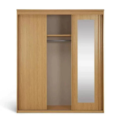 Contemporary 3 Door Sliding Closet - Oak Finish