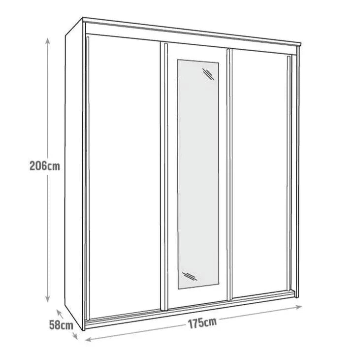 Contemporary 3 Door Sliding Closet - Oak Finish