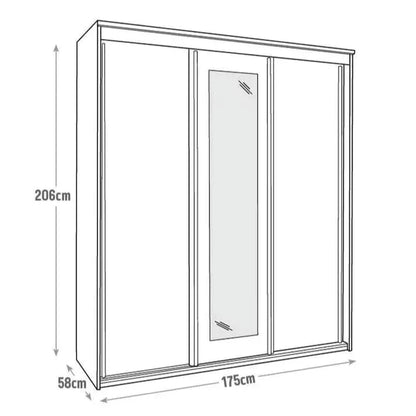 Contemporary 3 Door Sliding Closet - Oak Finish