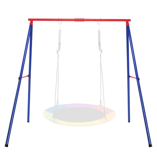 Metal Swing Frame with Ground Stakes and Carabiners-Blue &amp; Red