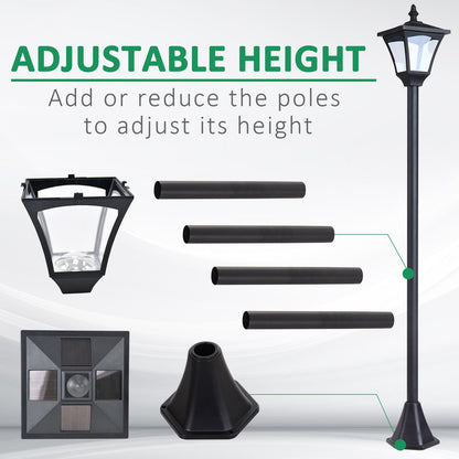 Outsunny Outdoor Garden Solar Post Lamp Sensor Dimmable LED Lantern Bollard Pathway 1.2M Tall Ð Black