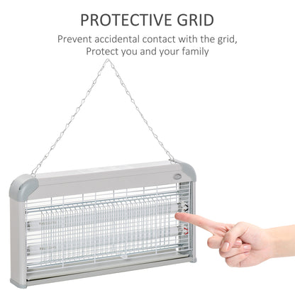 Outsunny Wall Hanging Bug Zapper, 30W Electric Fly Zapper Mosquito Killer, 60√£≈Ω¬° Coverage Insect Killer, Indoor Outdoor Use, Grey