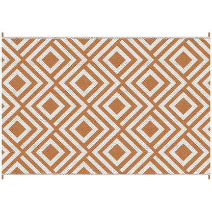 Outsunny Reversible Outdoor Rug, Plastic Straw Mat w/ Carry Bag Ground Stakes for Garden RV Picnic Beach Camping 182x274cm Brown