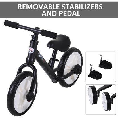 Toddlers Removable Stabiliser Balance Bike Black