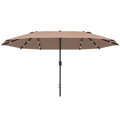 Outsunny Garden Parasol 4,4 m Dwustronny parasol słoneczny Patio Parasol LED Solar Lights Khaki