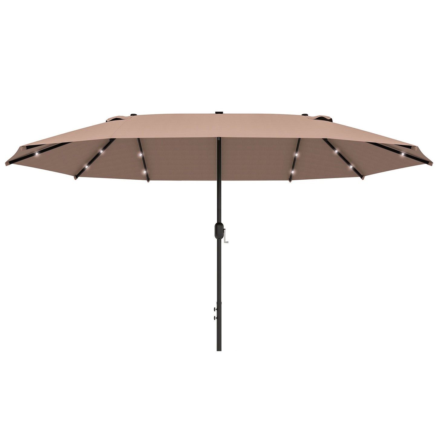 Outsunny Garden Parasol 4.4m Double-Sided Sun Umbrella Patio Sun Shade Outdoor with LED Solar Light , Khaki