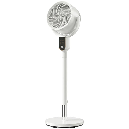 HOMCOM 20 dB Silent Standing Fan for Bedroom, 42" Pedestal Fan with Remote, 90Â° Oscillating, 8 Speeds, Remote Control, White