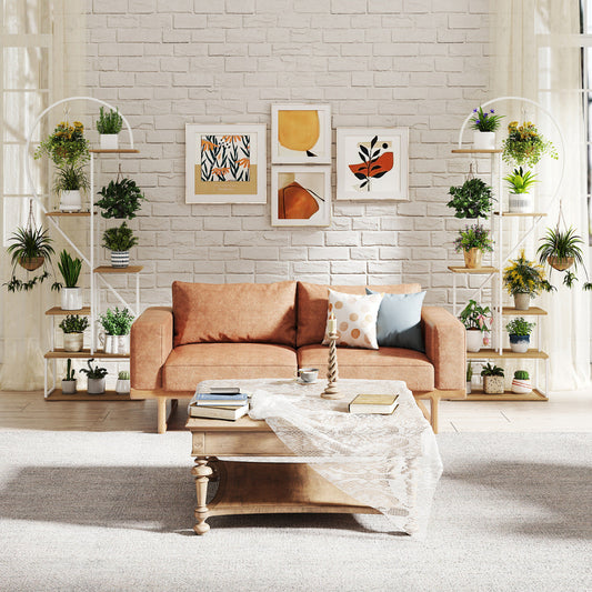 6-Tier Metal Plant Stand Heart-Shape Ladder Plant Shelves -Natural