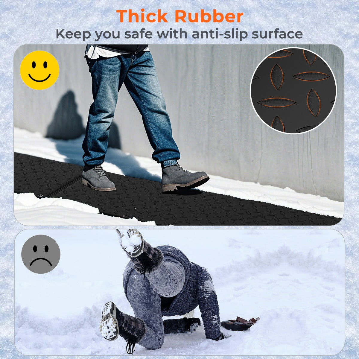 Heated Outdoor Mat with Non-Slip Rubber and Leak-Proof Plug-Black