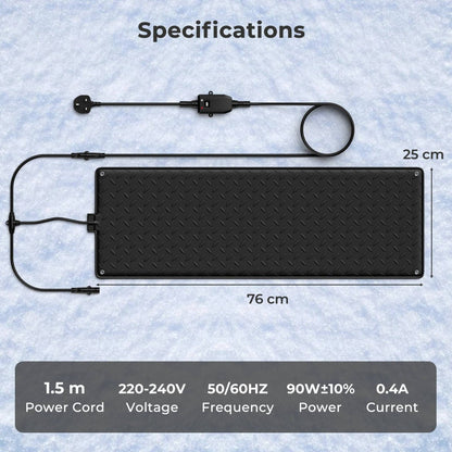 Heated Outdoor Mat with Non-Slip Rubber and Leak-Proof Plug-Black