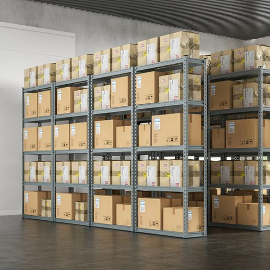 5-Tier Metal Shelving Unit with Anti-slip Foot Pad for Warehouse Kitchen-Grey