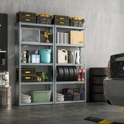 5-Tier Metal Shelving Unit with Anti-slip Foot Pad for Warehouse Kitchen-Grey