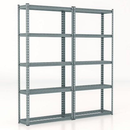 5-Tier Metal Shelving Unit with Anti-slip Foot Pad for Warehouse Kitchen-Grey