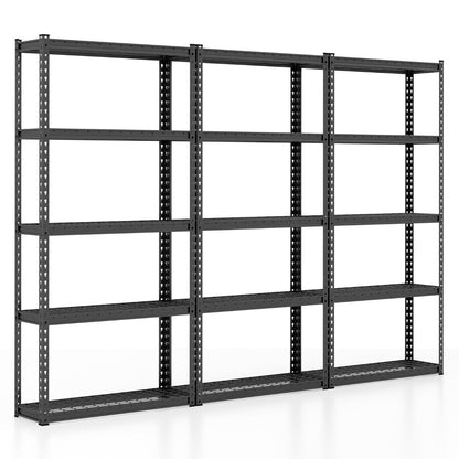 5-Tier Metal Shelving Unit with Anti-slip Foot Pad for Warehouse Kitchen-Black