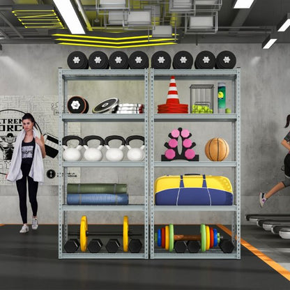 5-Tier Metal Shelving Unit with Anti-slip Foot Pad for Warehouse Kitchen-Grey