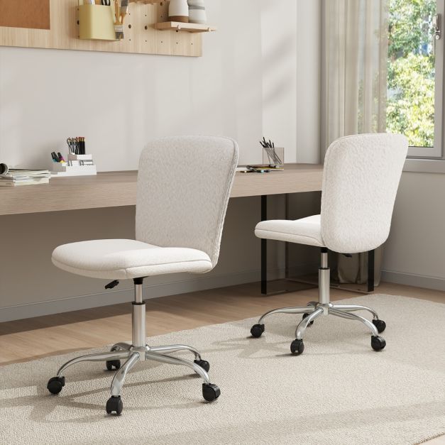 Height-adjustable Ergonomic Chair wIth Wheels  for Adults and Teenangers-White